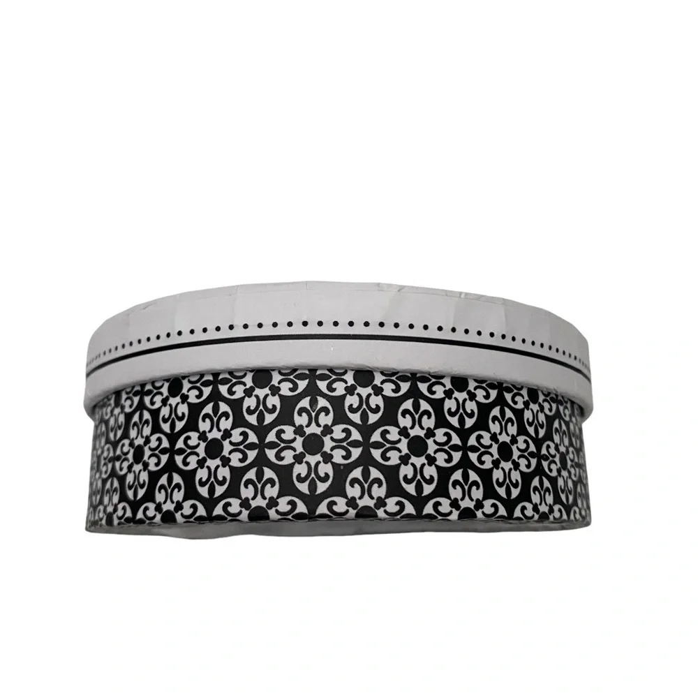 Initial “M” Circular Box Black White Jewelry Trinket Box